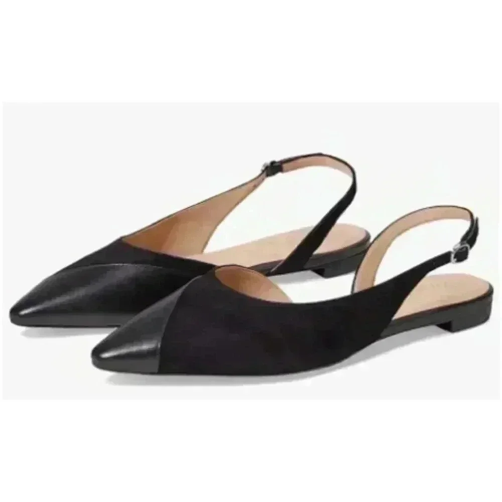 NATURALIZER 27 Edit 7-7.5 & 7.5-8 'Makenna' Sling Back Pointed Toe D'Orsay Flats - Picture 1 of 15